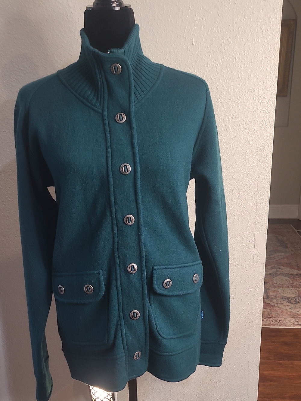 Kuhl Wool Teal Button-Front Knit Jacket - Women's Size M Fall Winter